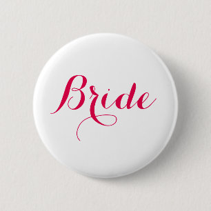 Badge Rond 5 Cm Épouse Mariage de script rose blanc