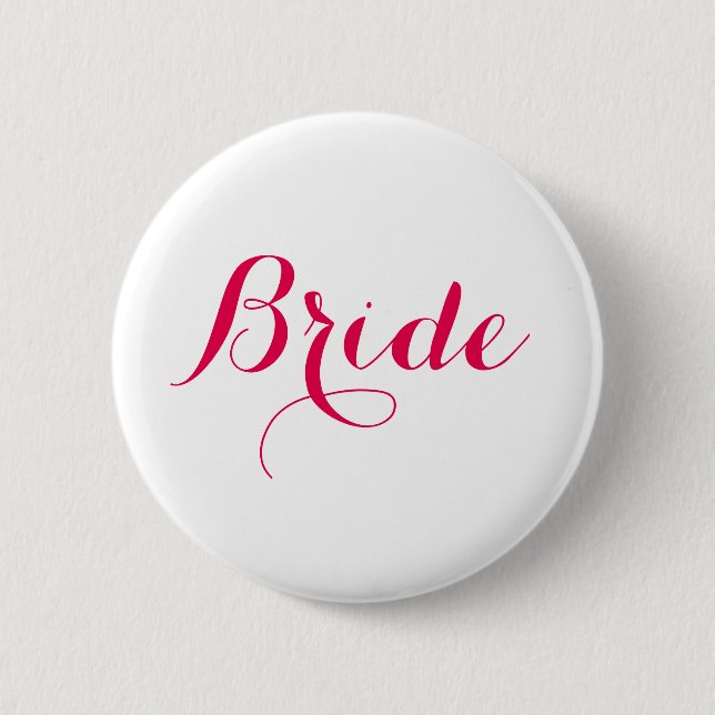Badge Rond 5 Cm Épouse Mariage de script rose blanc (Devant)