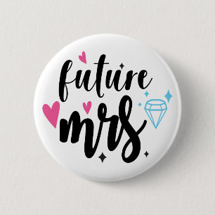 Badge Rond 5 Cm Épouse mignonne Mme Mariage Fiançailles Fête de