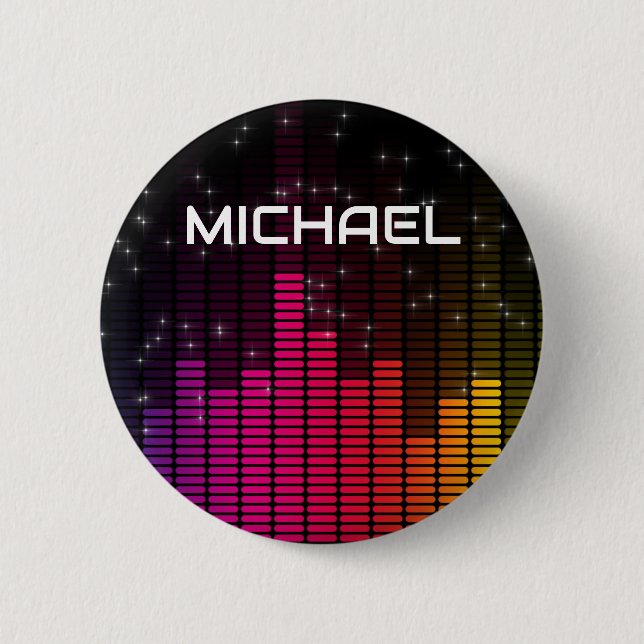 Badge Rond 5 Cm Equalizer Disco Lights Music Volume Personalised (Devant)