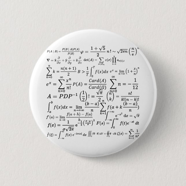Badge Rond 5 Cm équations mathématiques et formules (Devant)