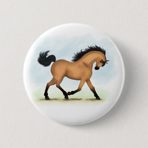 Badge Rond 5 Cm Équestre équestre du Cheval de Buckskin