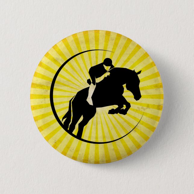 Badge Rond 5 Cm Equestre jaune (Devant)