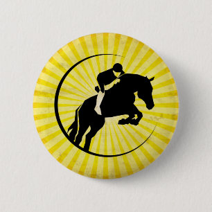 Badge Rond 5 Cm Equestre jaune