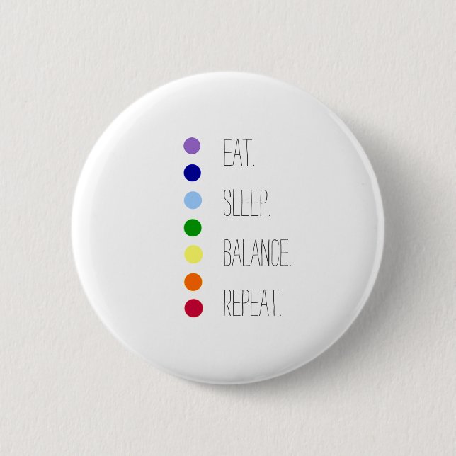 Badge Rond 5 Cm Equilibre de sommeil Manger Design Chakra simple (Devant)