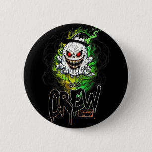 Badge Rond 5 Cm Équipage Boo fantôme noir tenue fantôme Halloween 