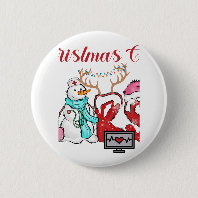 Badge Rond 5 Cm Équipage de Noël de l'infirmière (Devant)