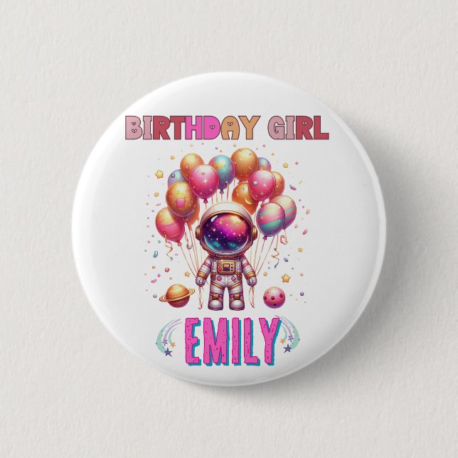 Badge Rond 5 Cm Équipage de vol pour filles de l'espace extra-atmo (Devant)