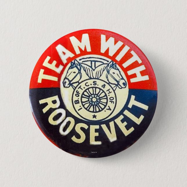 Badge Rond 5 Cm Équipe avec Roosevelt - bouton (Devant)