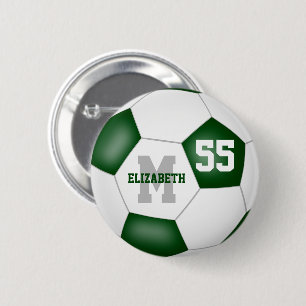 Badge Rond 5 Cm équipe blanche verte couleurs filles soccer person