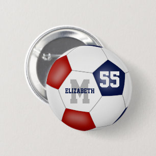 Badge Rond 5 Cm équipe bleu rouge couleurs filles soccer personnal