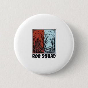Badge Rond 5 Cm Équipe Boo Modèle de Chemise Citrouille Halloween