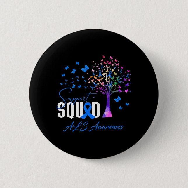 Badge Rond 5 Cm Équipe D'Appui À La Sensibilisation À L'Als (Devant)