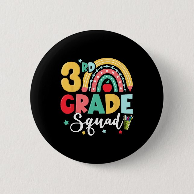 Badge Rond 5 Cm Équipe de 3e année s'amuser Retour à l'école fille (Devant)