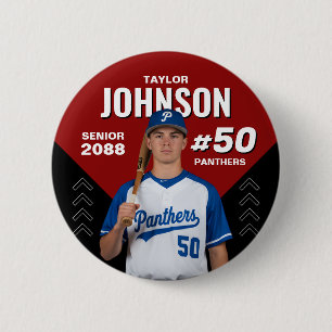 Badge Rond 5 Cm Équipe de baseball Senior Night Sports de couleur 