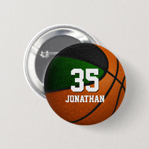 Badge Rond 5 Cm équipe de basket-ball noir vert couleurs