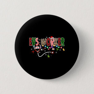 Badge Rond 5 Cm Équipe de Bobo de Noël Renne Cna Carreaux de Buffa