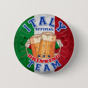 Badge Rond 5 Cm Équipe de boisson officielle d'Italie. Bière drôle