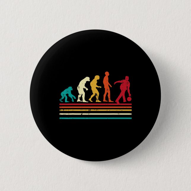 Badge Rond 5 Cm Équipe de bowling rétro Bowler Evolution Hommes Fe (Devant)