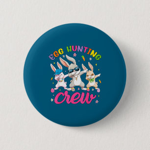 Badge Rond 5 Cm Équipe de chasse aux œufs Famille Joyeux jour de P