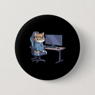Badge Rond 5 Cm Équipe de chat de joueur mème drôle 1