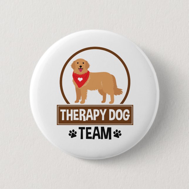 Badge Rond 5 Cm Équipe de chien thérapeutique (Devant)