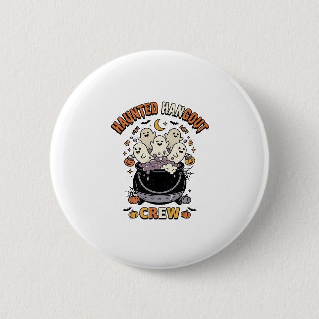 Badge Rond 5 Cm Équipe de citrouille fantôme d'Halloween (Devant)