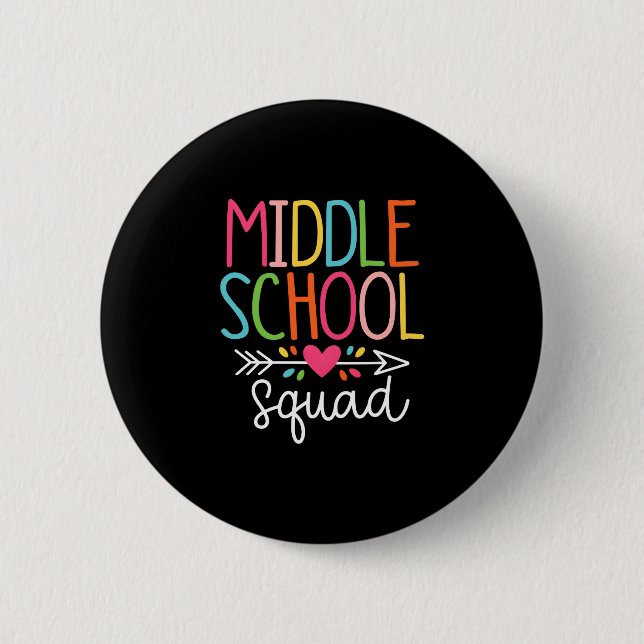 Badge Rond 5 Cm Équipe de collège premier jour d'école milieu (Devant)