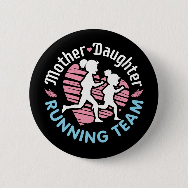 Badge Rond 5 Cm Équipe de course mère-fille (Devant)