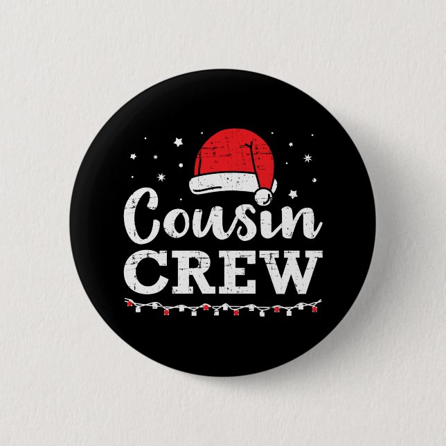 Badge Rond 5 Cm Équipe de cousin de Noël (Devant)