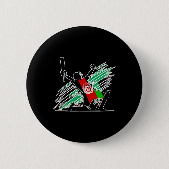 Badge Rond 5 Cm Équipe de cricket d'Afghanistan Esprit Silhouette  (Devant)