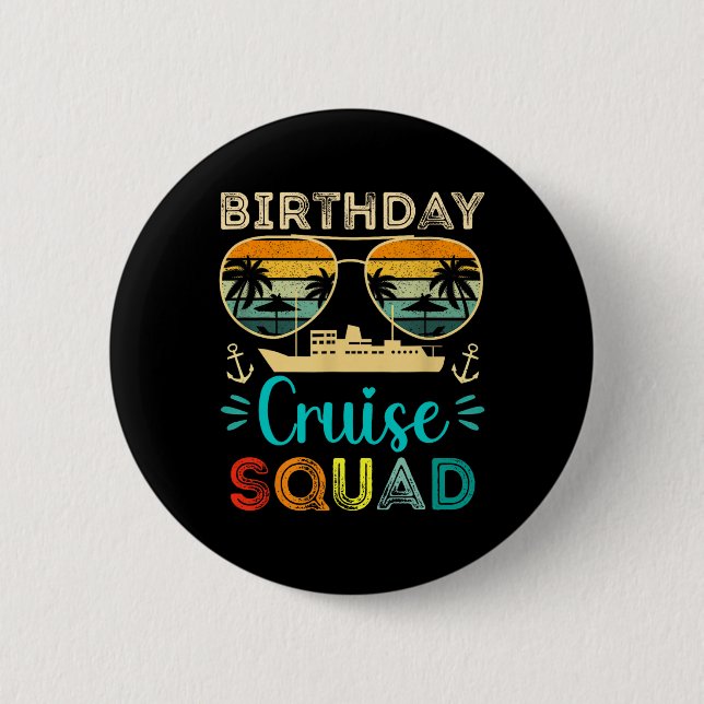 Badge Rond 5 Cm Équipe de croisière d'anniversaire Vacances d'anni (Devant)