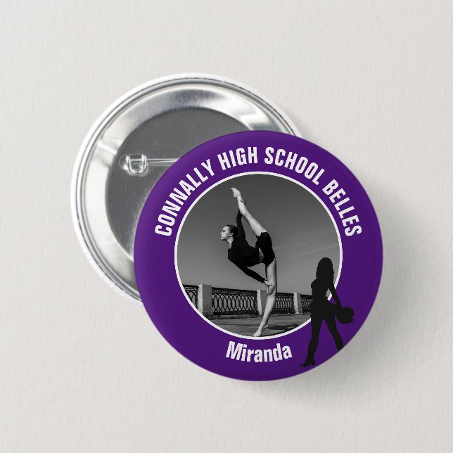 Badge Rond 5 Cm Équipe de drill violet Photo Danseuse de lycée (Devant & derrière)