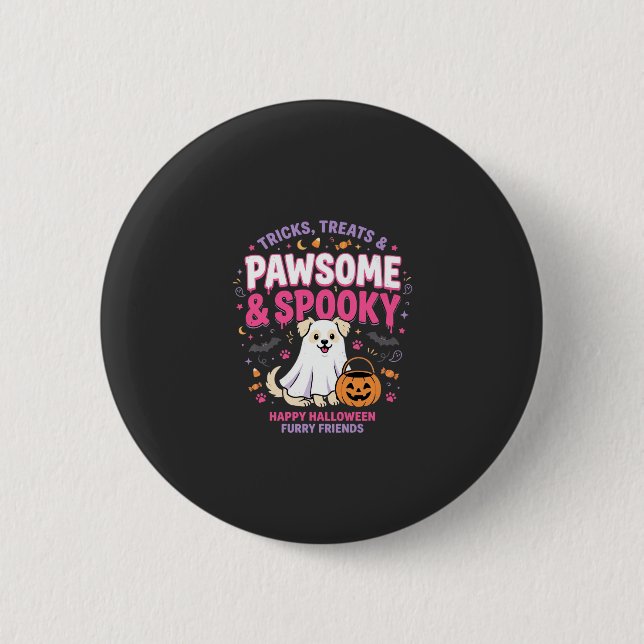 Badge Rond 5 Cm Équipe de fantômes de chien d'Halloween (2) (Devant)