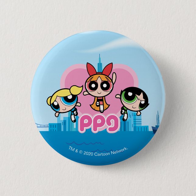 Badge Rond 5 Cm Équipe de filles Powerpuff stupéfiant (Devant)