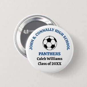Badge Rond 5 Cm Équipe de football personnalisée du lycée Blue