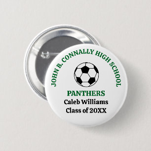 Badge Rond 5 Cm Équipe de football personnalisée du lycée Green