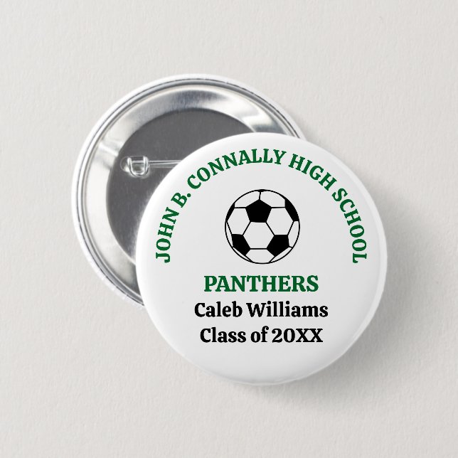 Badge Rond 5 Cm Équipe de football personnalisée du lycée Green (Devant & derrière)