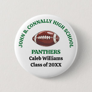 Badge Rond 5 Cm Équipe de football personnalisée du lycée Green