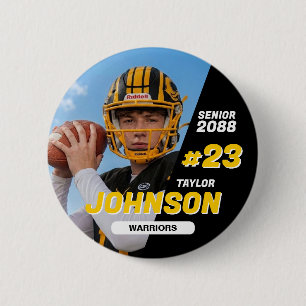Badge Rond 5 Cm Équipe de football Senior Night Sports de couleur