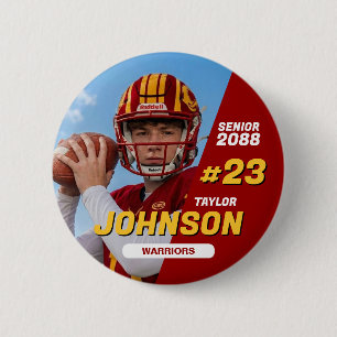 Badge Rond 5 Cm Équipe de football Senior Night Sports de couleur