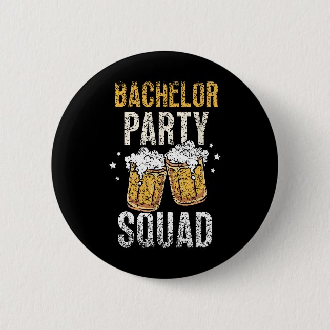 Badge Rond 5 Cm Équipe de garçon de bachelor marié mariée  (Devant)