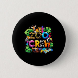 Badge Rond 5 Cm Équipe de girafe du zoo Safari Animalier Gardien d