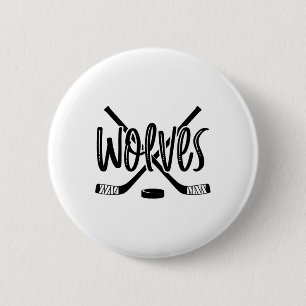 Badge Rond 5 Cm Équipe de hockey des loups Mascotte école Esprit J