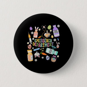 Badge Rond 5 Cm Équipe de l'infirmière de Pâques des urgences