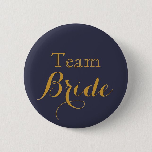 Badge Rond 5 Cm Équipe de Mariage Blue Gold (Devant)