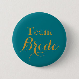Badge Rond 5 Cm Équipe de Mariage Blue Gold