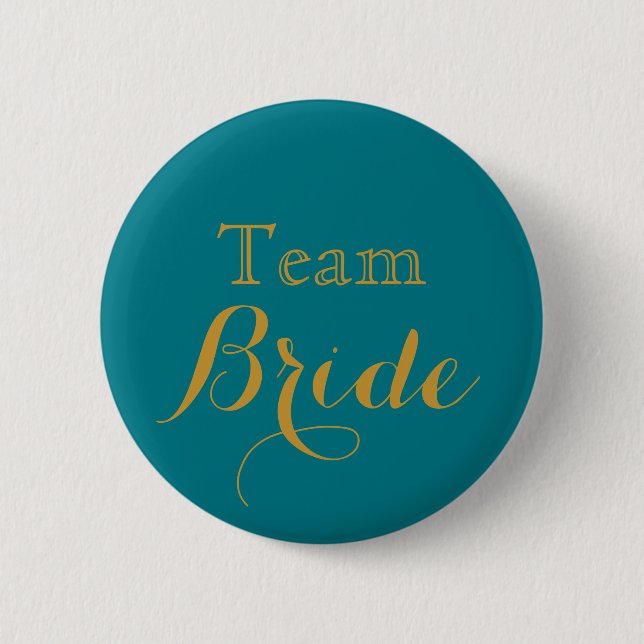 Badge Rond 5 Cm Équipe de Mariage Blue Gold (Devant)