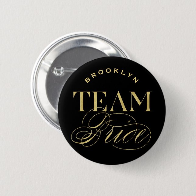 Badge Rond 5 Cm Équipe de mariage classique Bride Nom du parti Bou (Devant & derrière)