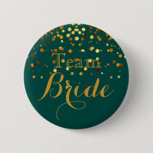 Badge Rond 5 Cm Équipe de Mariage de la Parties scintillant d'or v